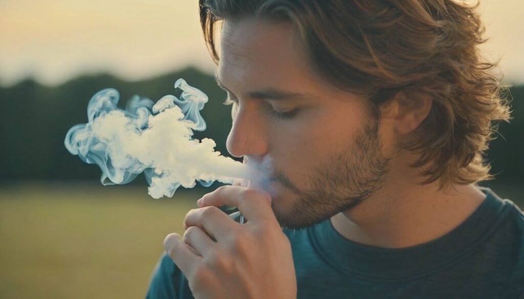 A Boy smoking a cigeratte.